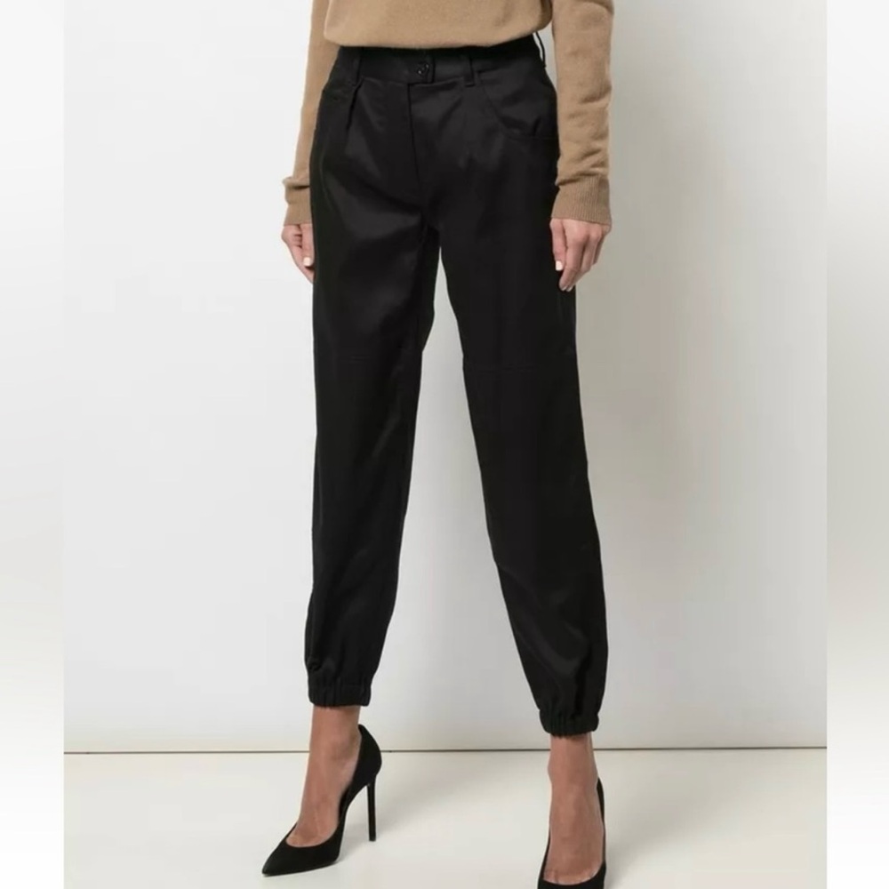 Nili Lotan Cropped Military Jogger Pants in Black Size 4